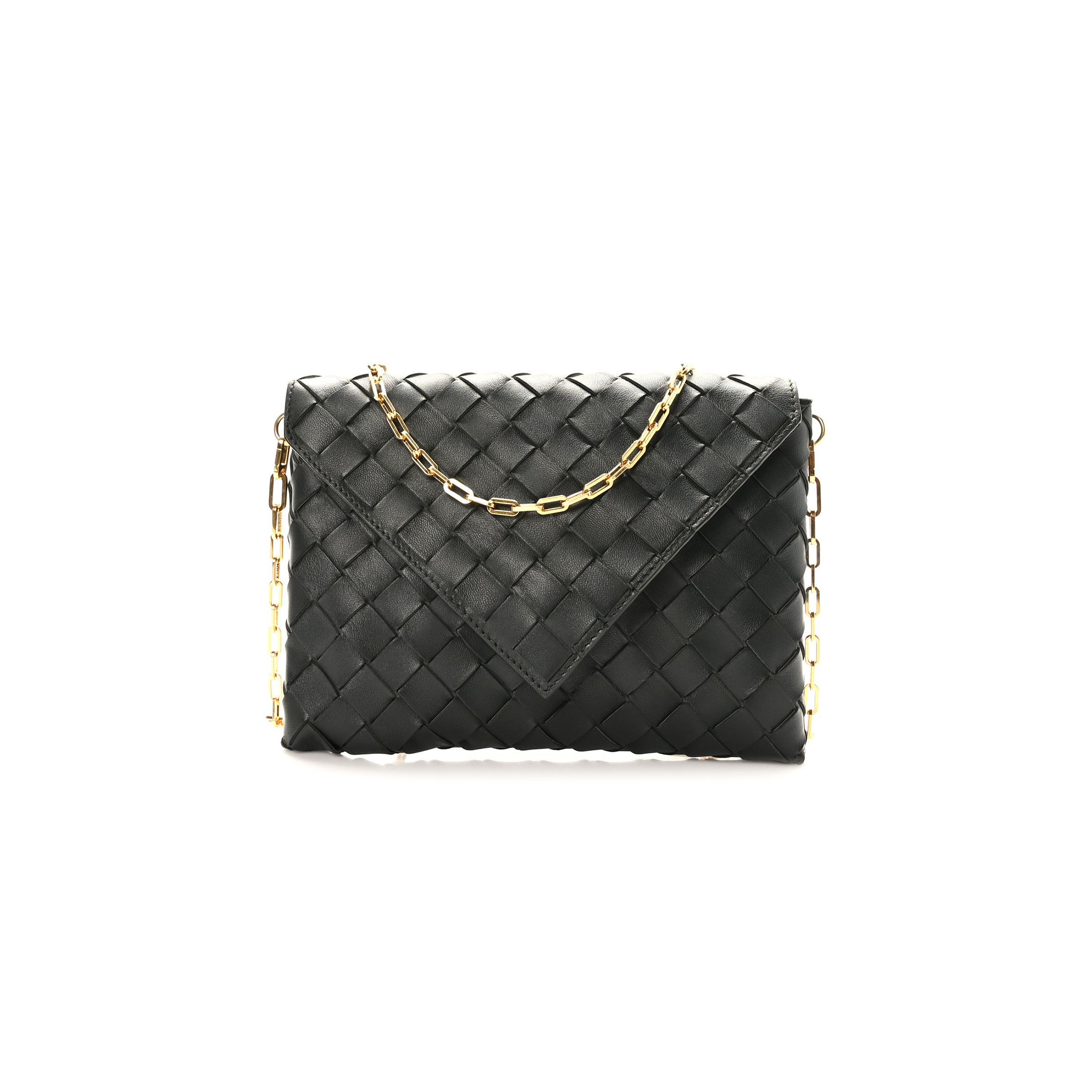 BOTTEGA VENETA NAPPA INTRECCIATO ENVELOPE POUCH BLACK (20*15cm)