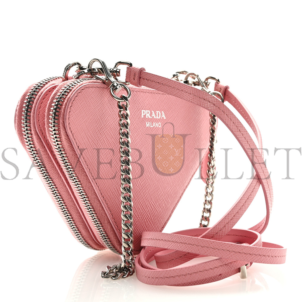 PRADA SAFFIANO MINI CROSSBODY POUCH PETAL PINK (15*10*4cm)