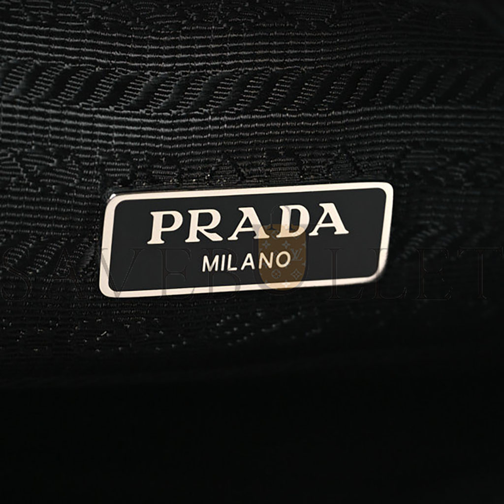 PRADA SAFFIANO TESSUTO NYLON VELA BUCKET WRISTLET BLACK (22*15*10cm)