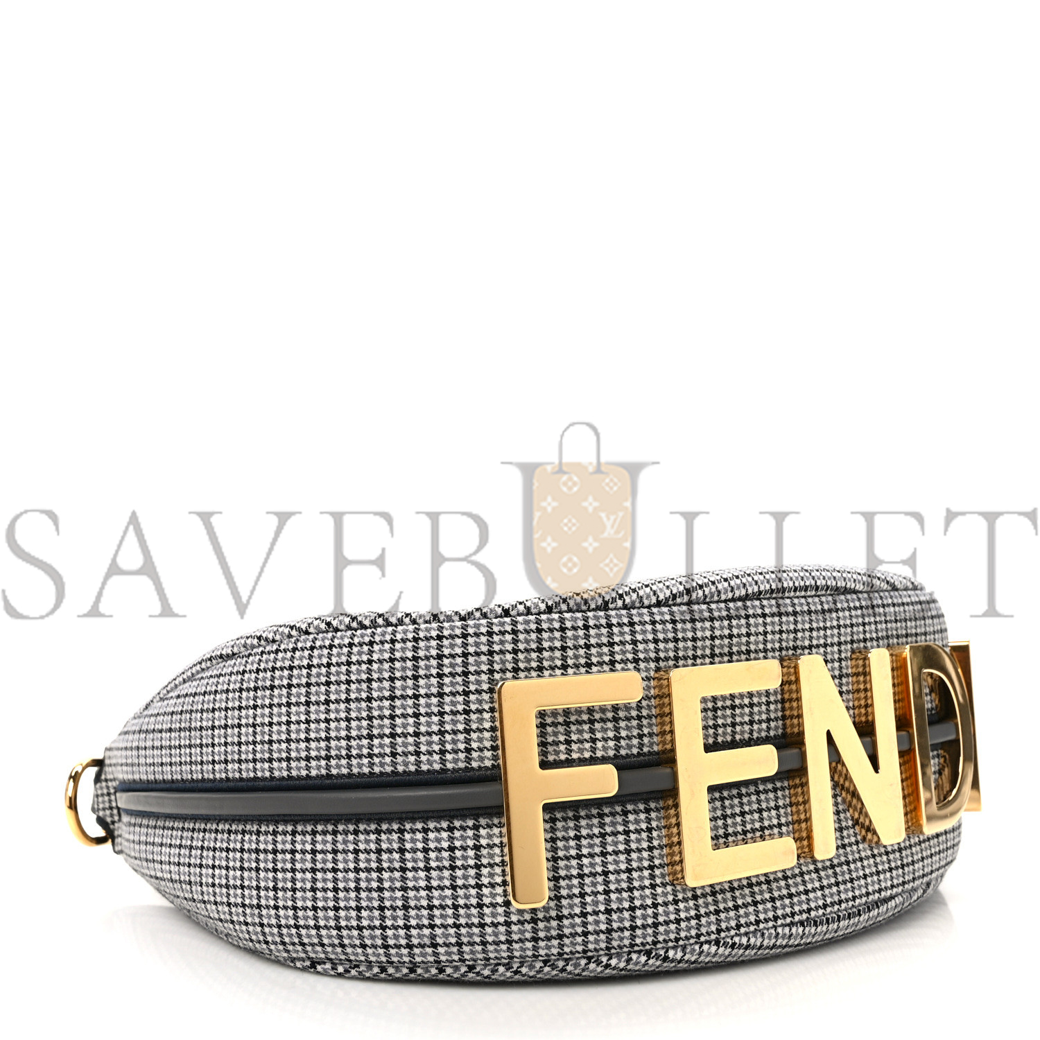 FENDI WOOL VITELLO GRACE SMALL HOUNDSTOOTH SMALL FENDIGRAPHY HOBO BAG GRIGIO ANTHRACITE (28*21*8cm)