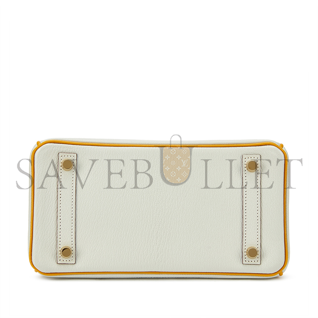 HERMES BIRKIN 25 PEARL GRAY CHICKEN YELLOW BK251037TGCZ (25*20*13cm)