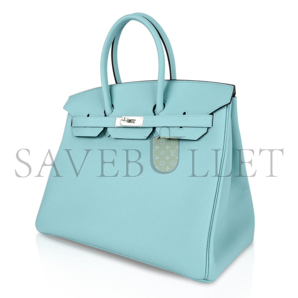 HERMES BIRKIN 30 TOGO LEATHER MACARON BLUE SILVER BUCKLE BAG 2160900331074 (30*20*13cm)