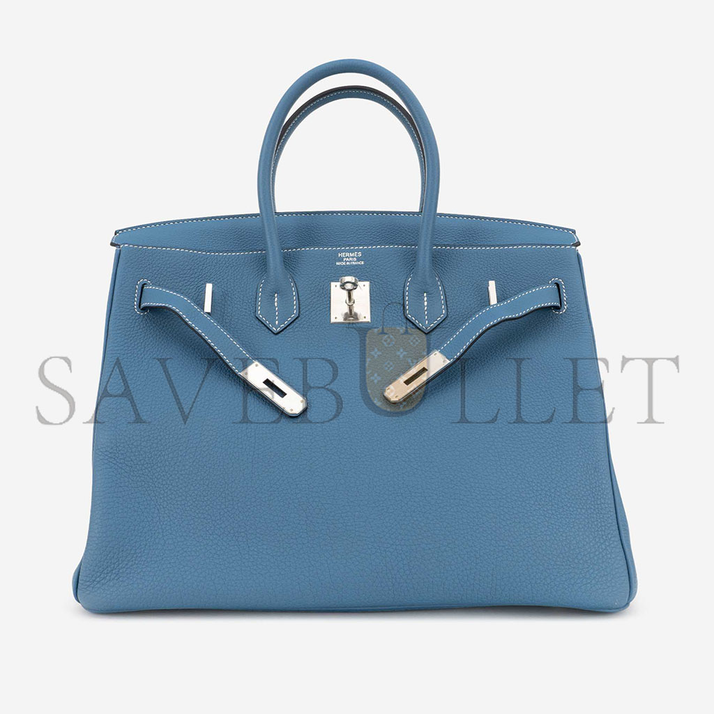 HERMÈS BIRKIN 35 TOGO BLUE JEAN SILVER BUCKLE BAG H028369CK75 (35*25*19cm)