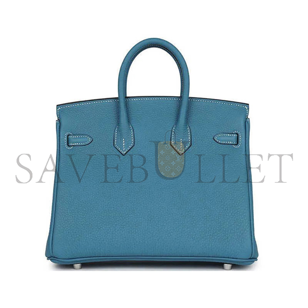 HERMÈS BIRKIN 30 TOGO LEATHER DUCK BLUE SILVER BUCKLE 1015671846 (30*23*15cm)