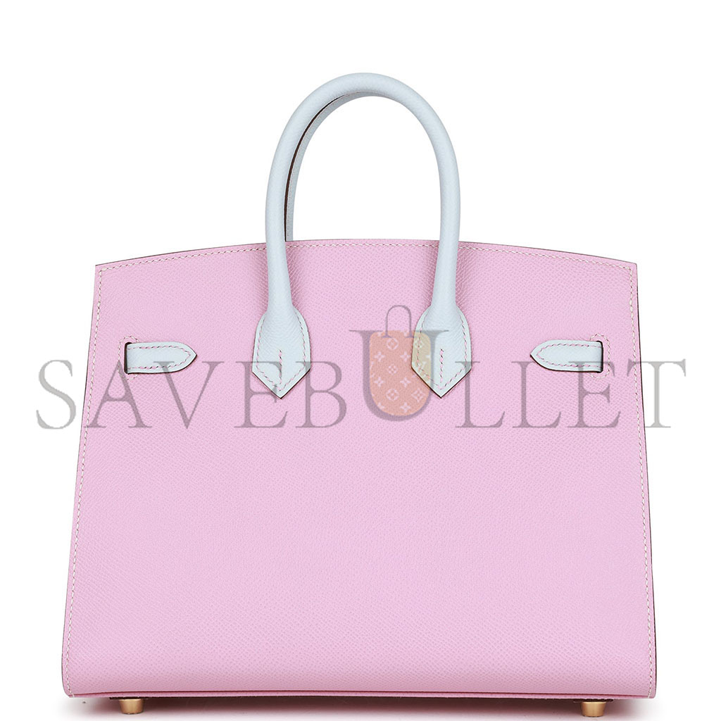 HERMES BIRKIN 25 EPSOM LEATHER 3Q PINK HAZE BLUE GOLD BUCKLE 4328054179 (25*20*13cm)