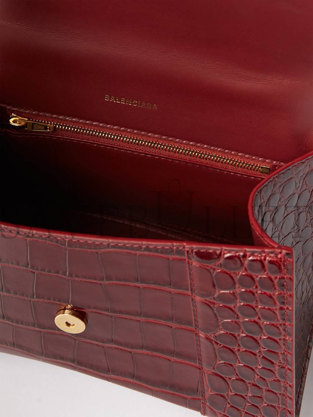 BALENCIAGA RED HOURGLASS S CROCODILE-EFFECT LEATHER BAG MATCHESFASHION US (22.5*14.5*10cm)