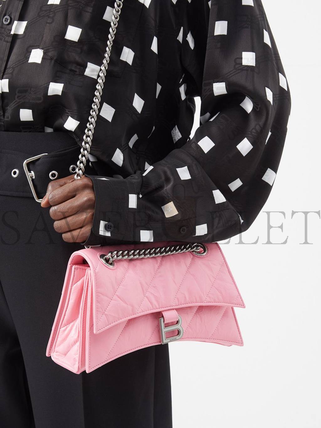 BALENCIAGA PINK CRUSH SMALL QUILTED-LEATHER SHOULDER BAG MATCHESFASHION US (25.4*15.2*10.1cm)