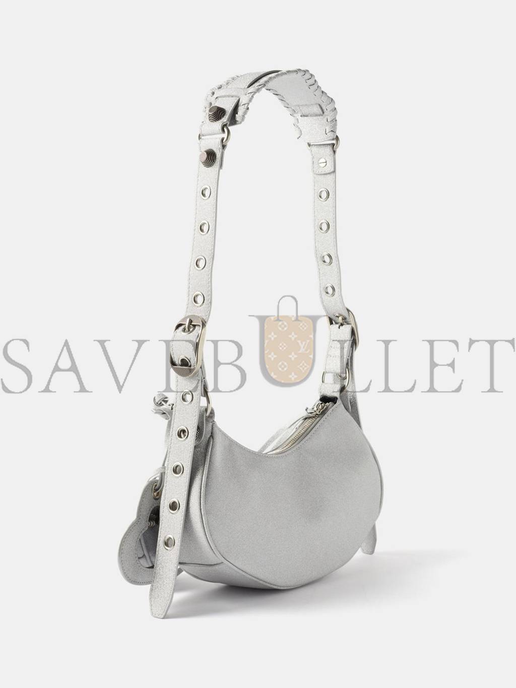 BALENCIAGA SILVER LE CAGOLE XS METALLIC-CANVAS SHOULDER BAG MATCHESFASHION US (25.4*12.7*7.3cm)