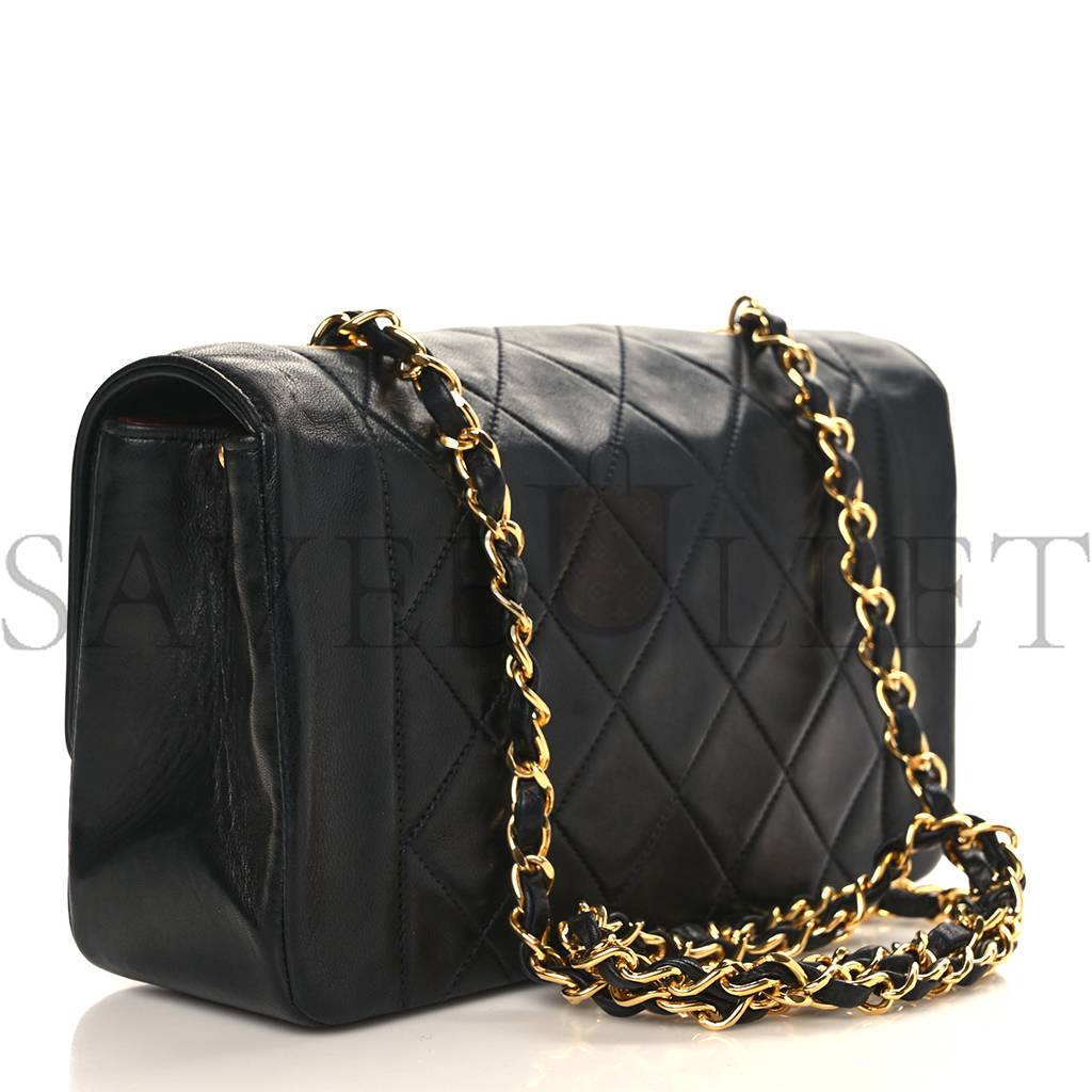 CHANEL LAMBSKIN QUILTED SMALL SINGLE FLAP BLACK GOLD HARDWARE (23*15*5cm)