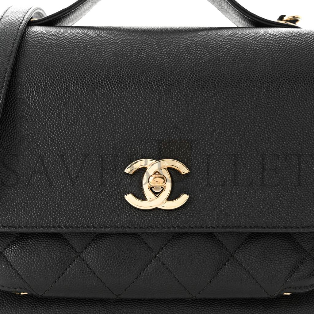 CHANEL CAVIAR QUILTED MEDIUM BUSINESS AFFINITY FLAP BLACK ROSE GOLD HARDWARE (22*17*7cm)