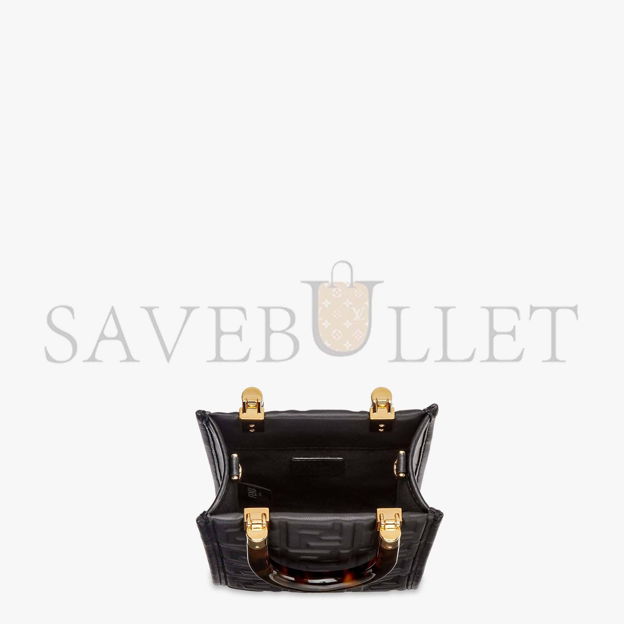 FENDI MINI SUNSHINE SHOPPER - BLACK LEATHER MINI BAG 8BS051AMCIF0KUR (18*13*6.5cm)