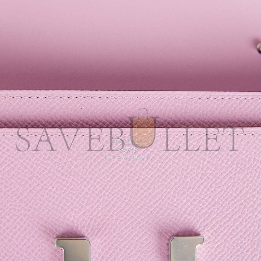 HERMES CONSTANCE WALLET TO GO MAUVE SYLVESTRE EPSOM PALLADIUM HARDWARE (22*11cm)