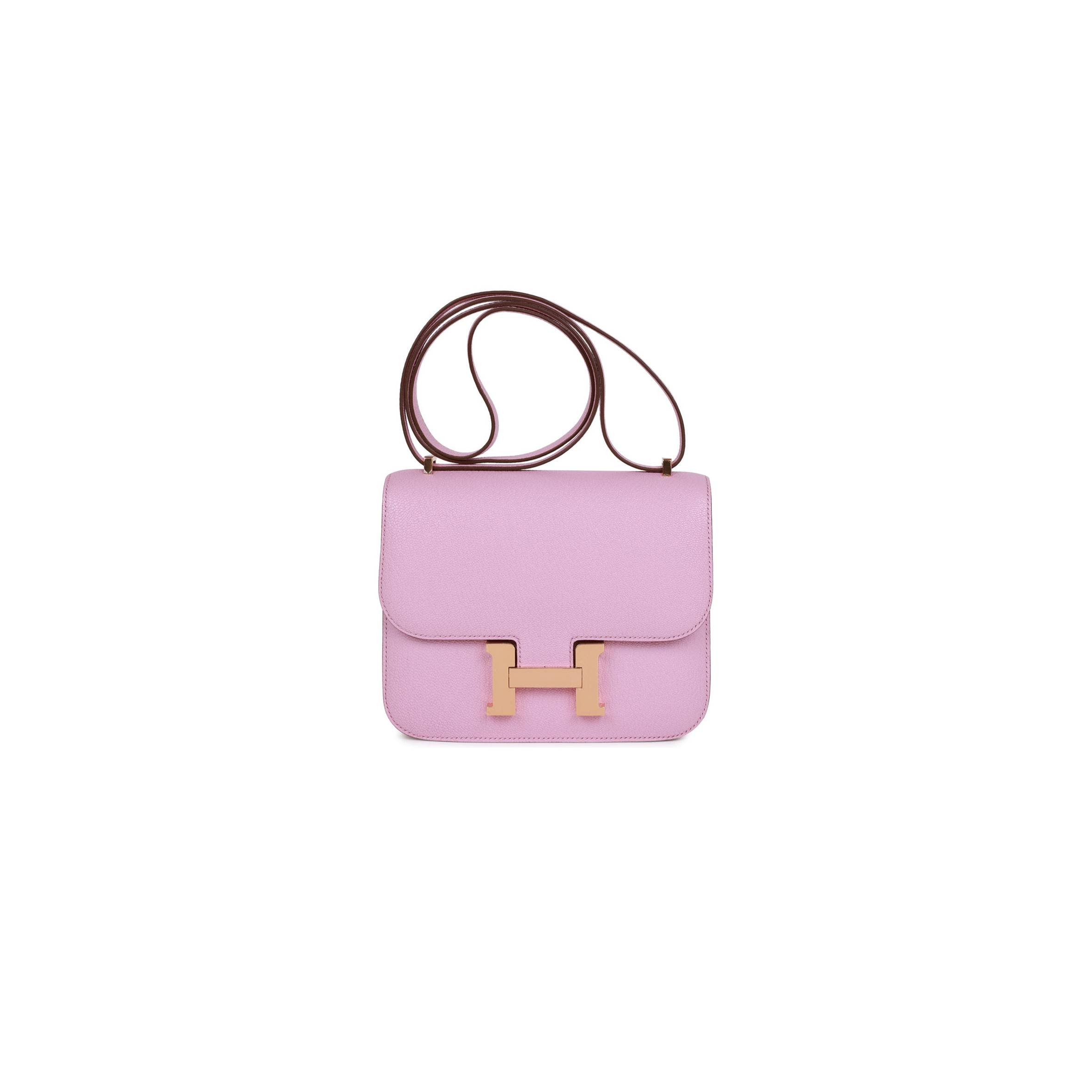 HERMES CONSTANCE 18 MAUVE SYLVESTRE CHEVRE ROSE GOLD HARDWARE (18cm)