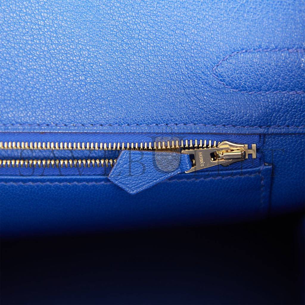 HERMES SPECIAL ORDER (HSS) BIRKIN 30 VERT VERONE AND BLEU ELECTRIC EPSOM BRUSHED GOLD HARDWARE ( 30cm*22*16cm)