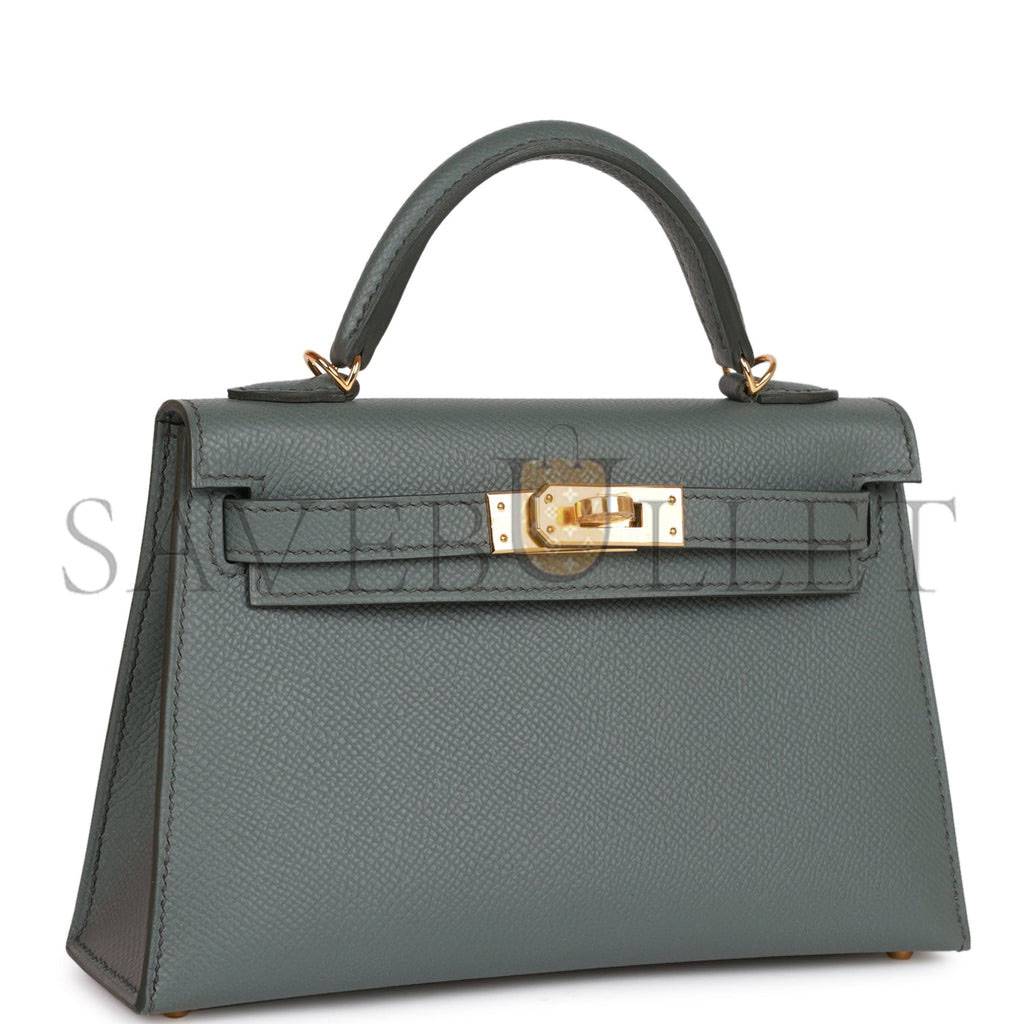 HERMES MINI KELLY SELLIER 20 VERT AMANDE EPSOM GOLD HARDWARE (19*12*5.5cm)