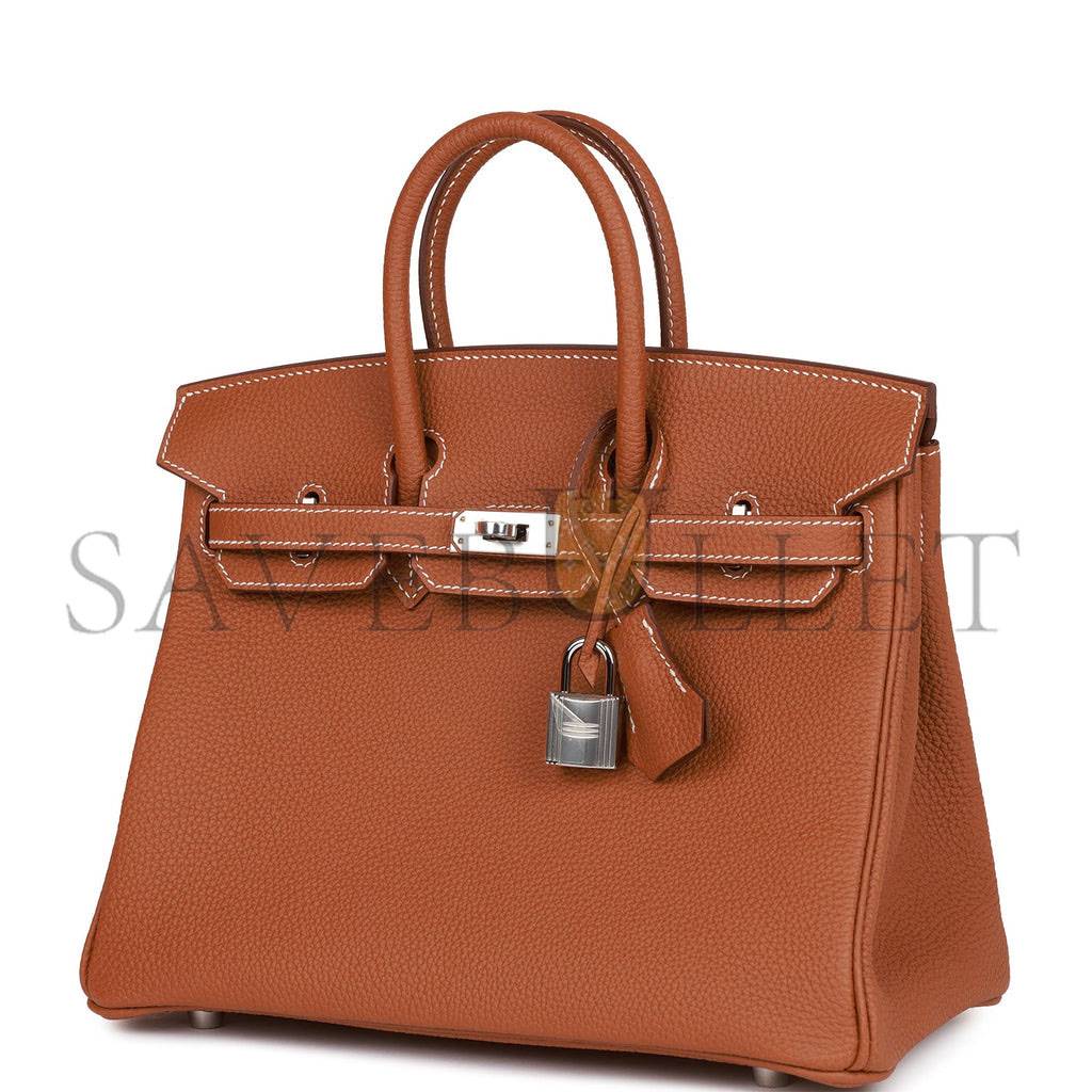 HERMES BIRKIN 25 GOLD TOGO PALLADIUM HARDWARE HANDMADE (25cm)