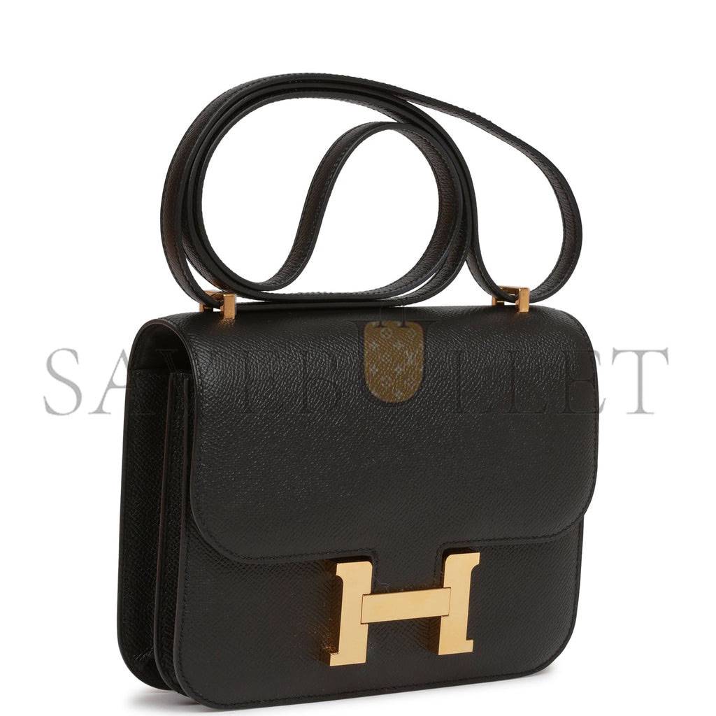 HERMES CONSTANCE 18 BLACK EPSOM GOLD HARDWARE (18cm)