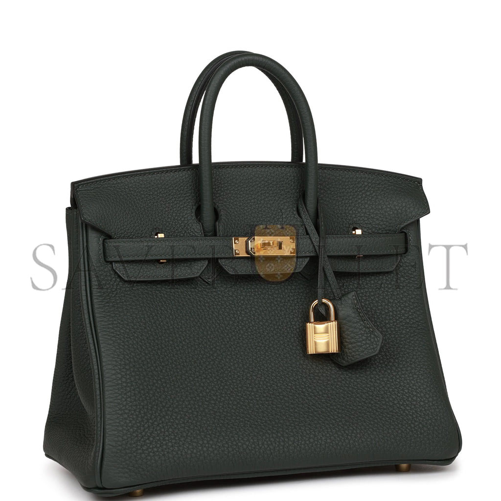 HERMES BIRKIN 25 VERT FONCE TOGO GOLD HARDWARE HANDMADE (25cm)