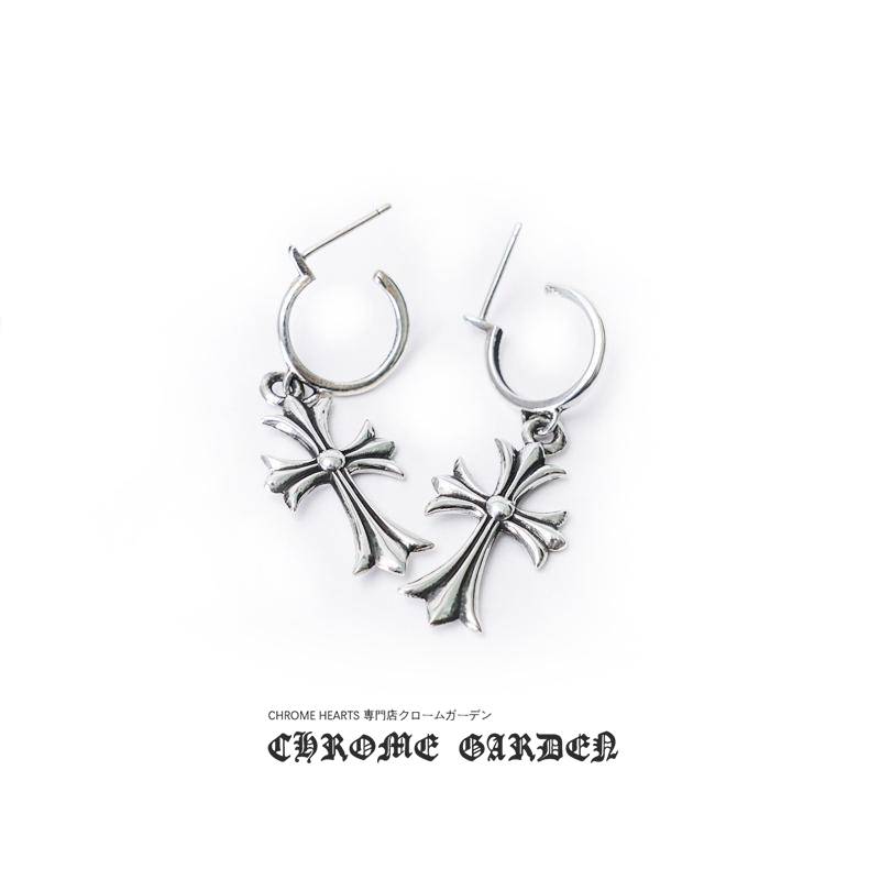 CHROME HEARTS TINY CROSS HOOP EARRING