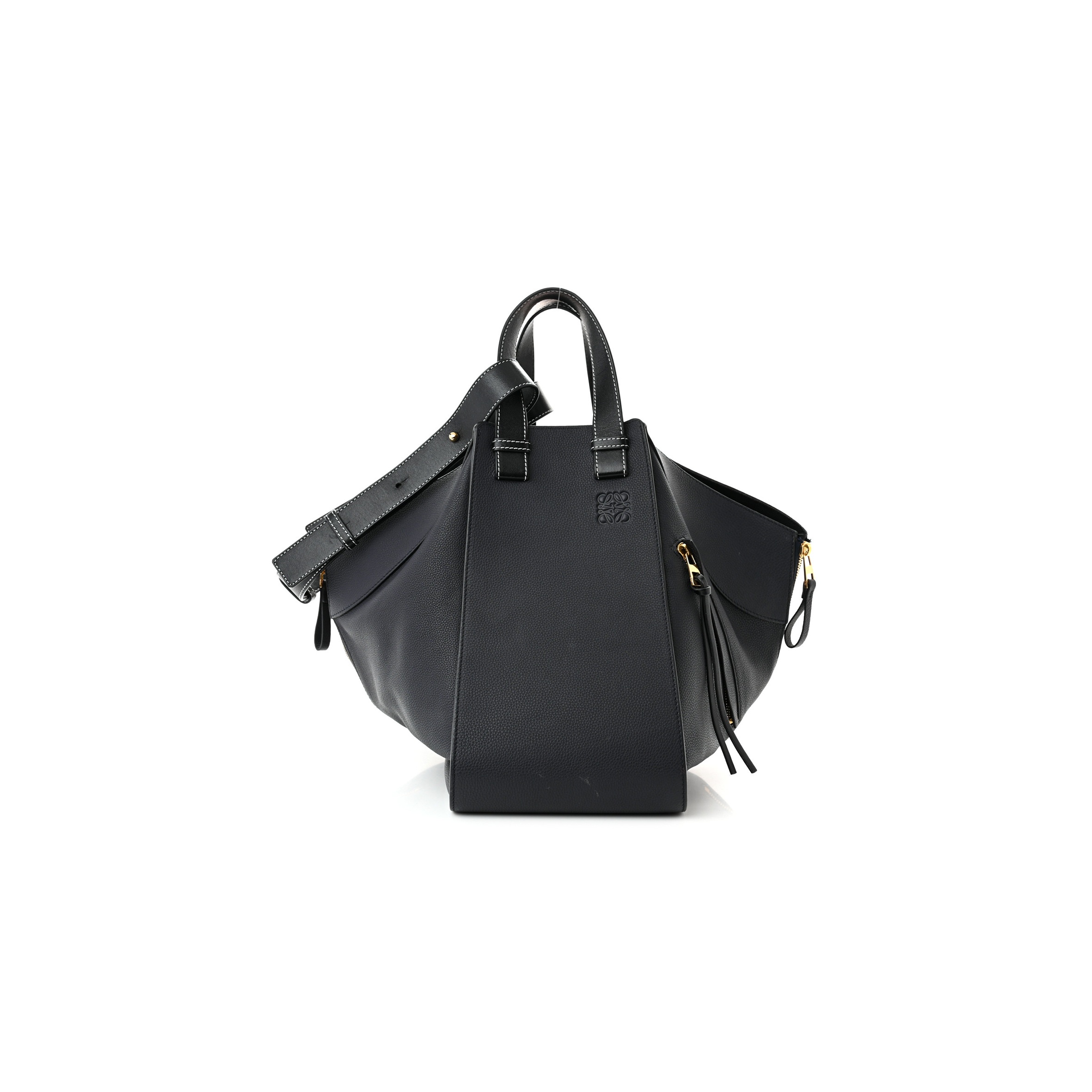 LOEWE CALFSKIN MEDIUM HAMMOCK SHOULDER BAG BLACK (33*31*17cm)