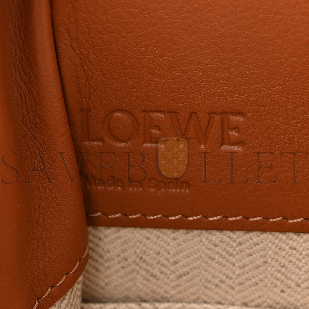 LOEWE CALFSKIN CANVAS MINI HAMMOCK SHOULDER BAG NATURAL TAN (18*17*10cm)