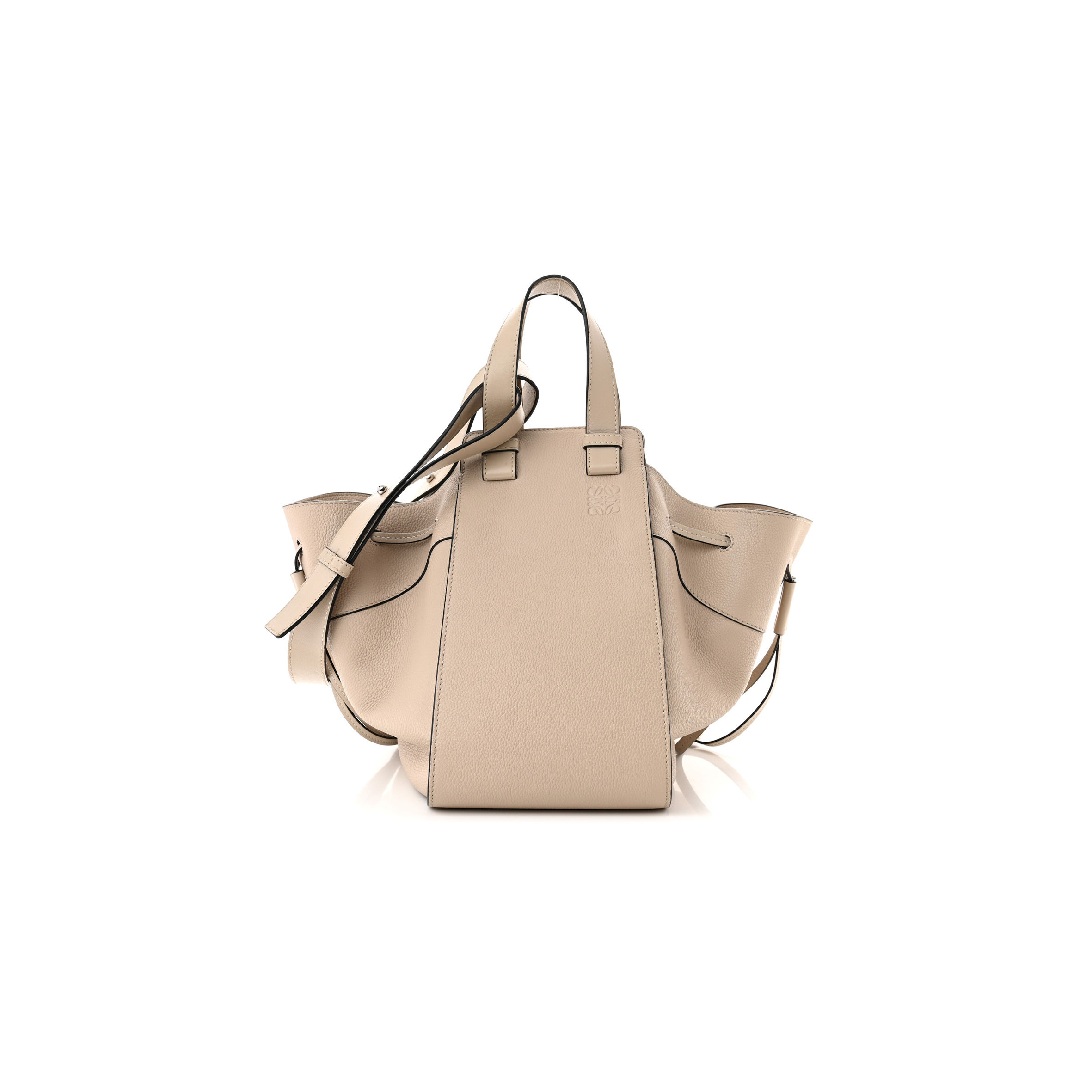 LOEWE GRAINED CALFSKIN SMALL HAMMOCK SHOULDER BAG SAND (30*25*13.5cm)