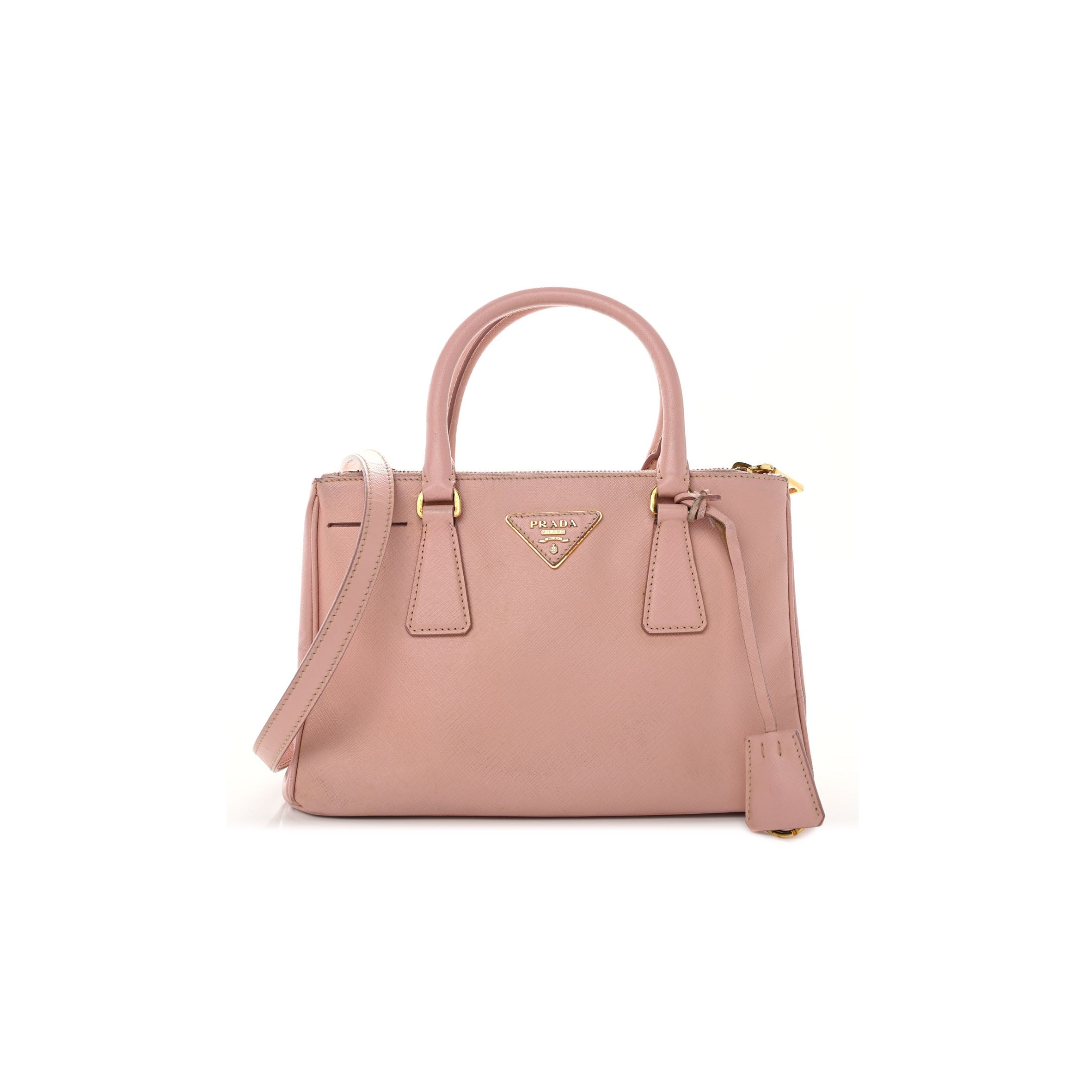 PRADA SAFFIANO SMALL GALLERIA DOUBLE ZIP TOTE ORCHIDEA (27*17*11cm)