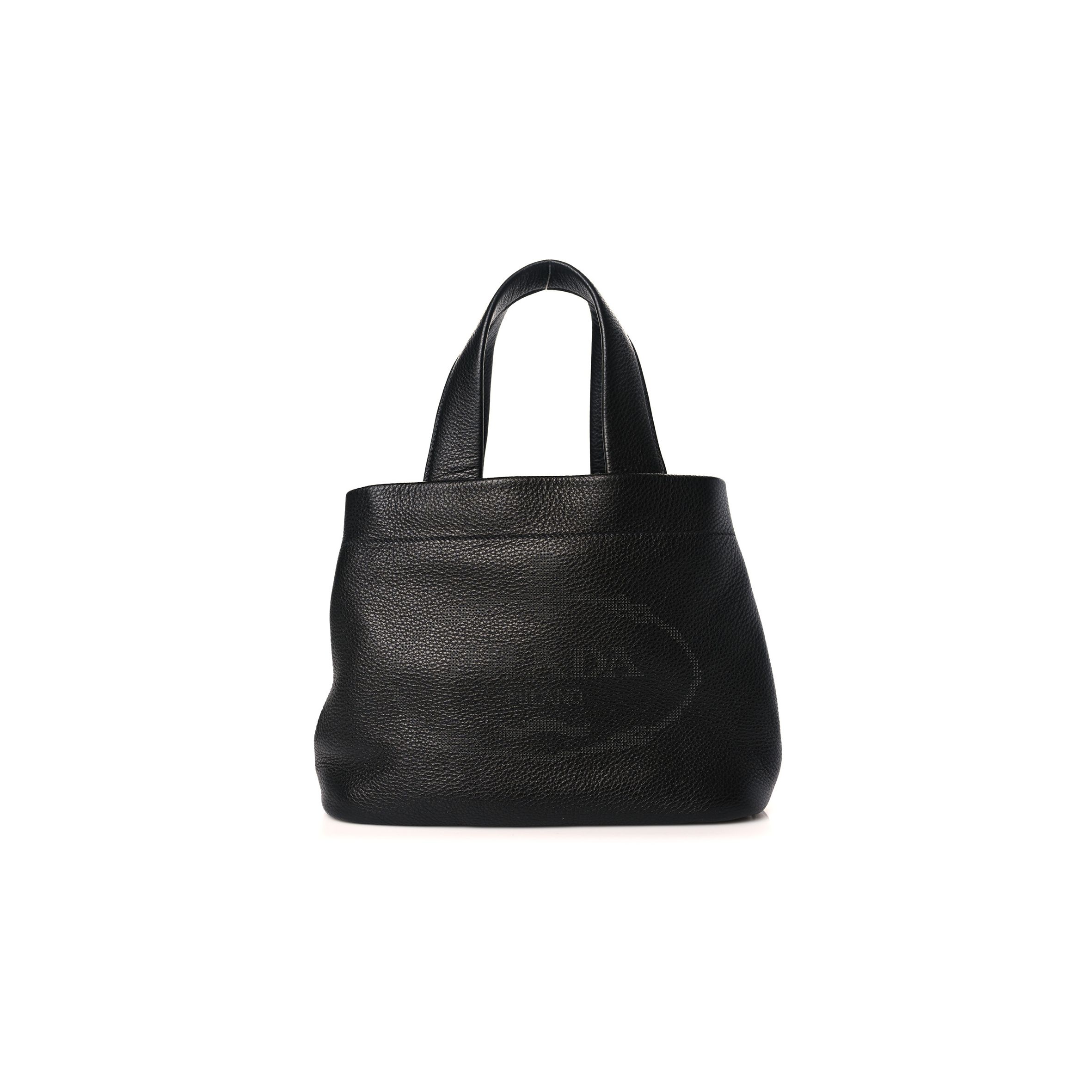 PRADA VITELLO DAINO SOFT PERFORATED LOGO TOTE BLACK (30*20*13cm)