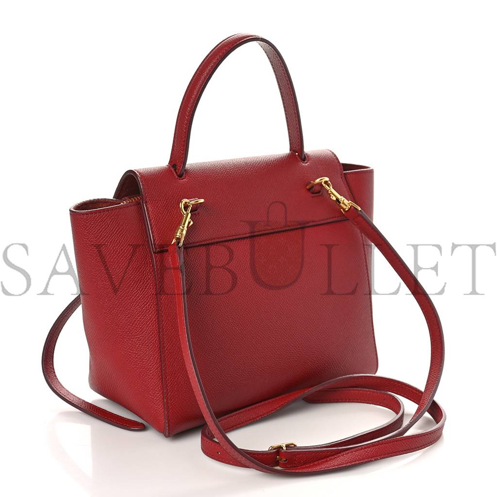 CELINE GRAINED CALFSKIN NANO BELT BAG RUBY (20*19*11cm)