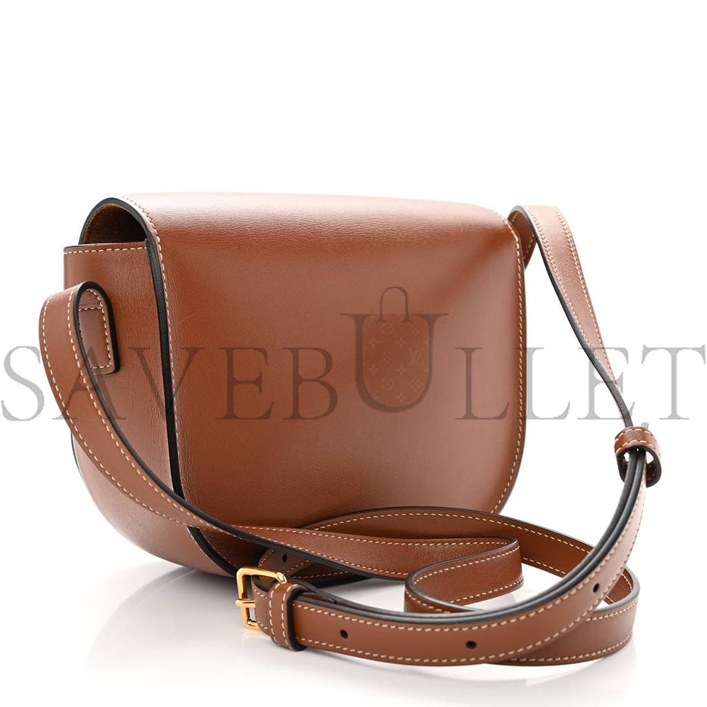 CELINE SMOOTH CALFSKIN CUIR TRIOMPHE FOLCO CROSSBODY BAG TAN (19*16*6cm)