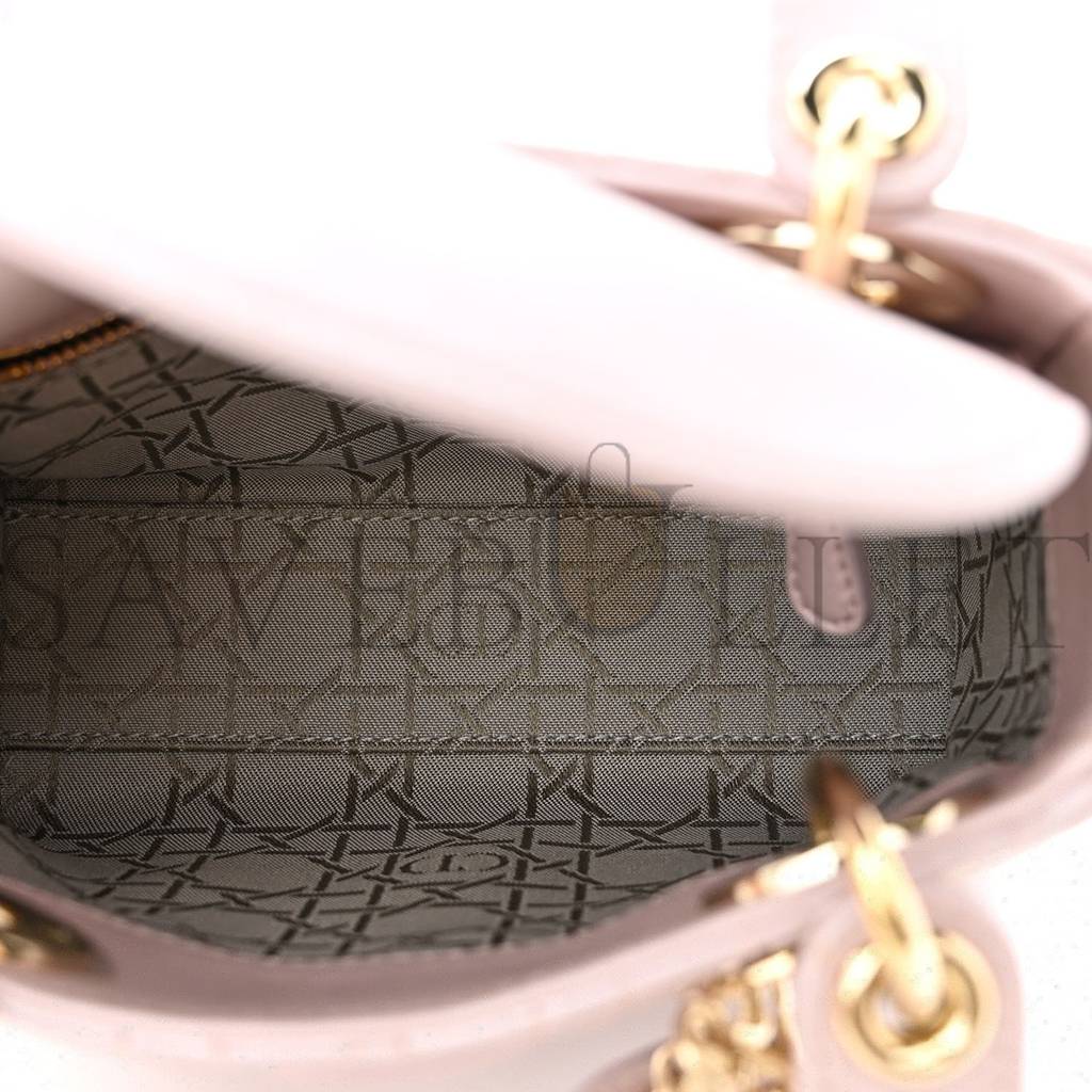 DIOR METALLIC LAMBSKIN CANNAGE MINI LADY DIOR LOTUS (17*15*7.6cm)