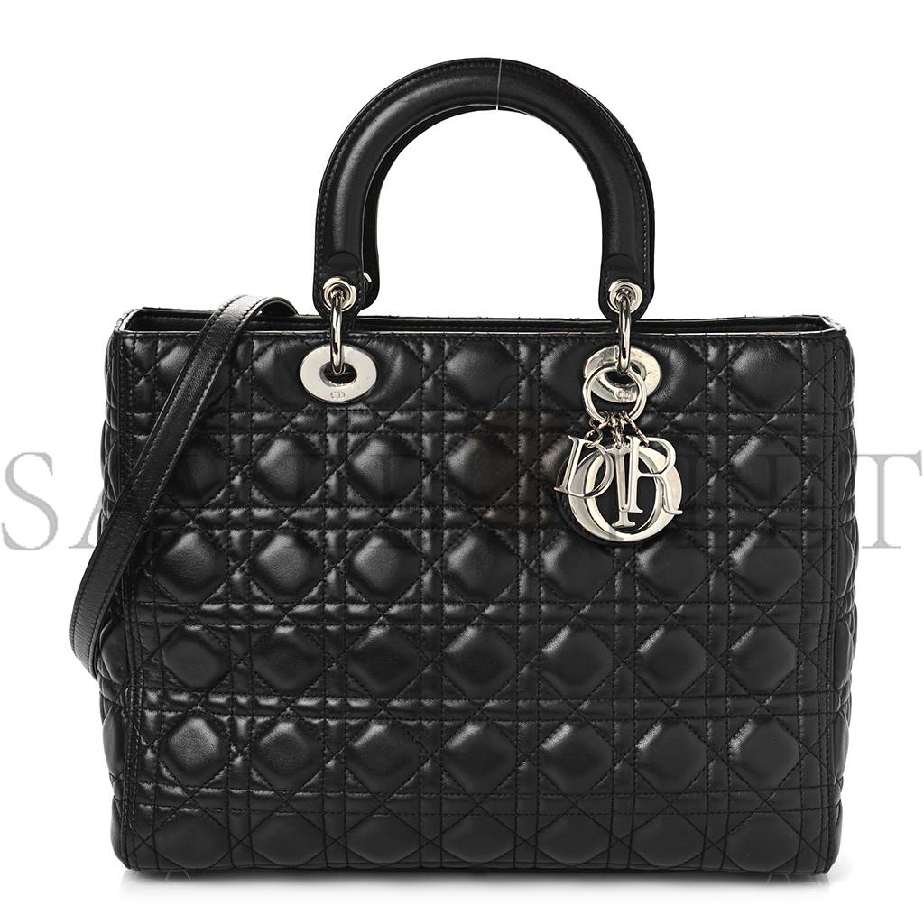 DIOR LAMBSKIN CANNAGE LARGE LADY DIOR BLACK (32*25*12.1cm) 