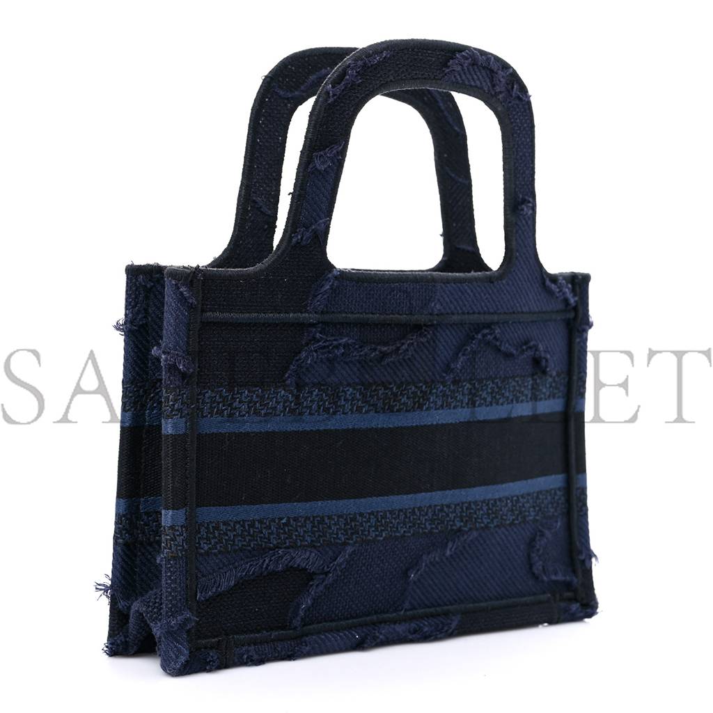 DIOR CANVAS EMBROIDERED CAMOUFLAGE MINI BOOK TOTE BLUE (23*15*5.7cm)