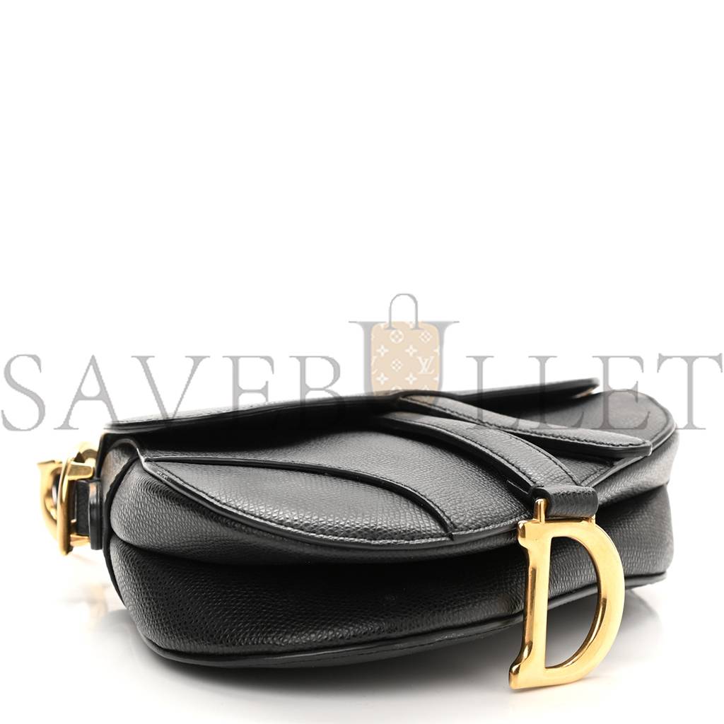 DIOR GRAINED CALFSKIN MINI SADDLE BAG BLACK (18*16*5.1cm)