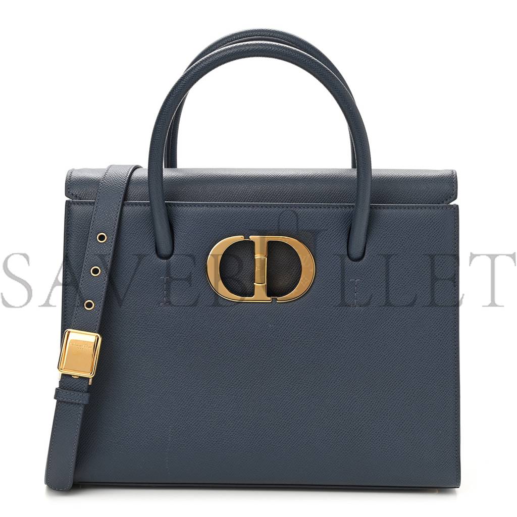 DIOR GRAINED CALFSKIN LARGE ST. HONORE TOTE BLUE (30*21*12.1cm)