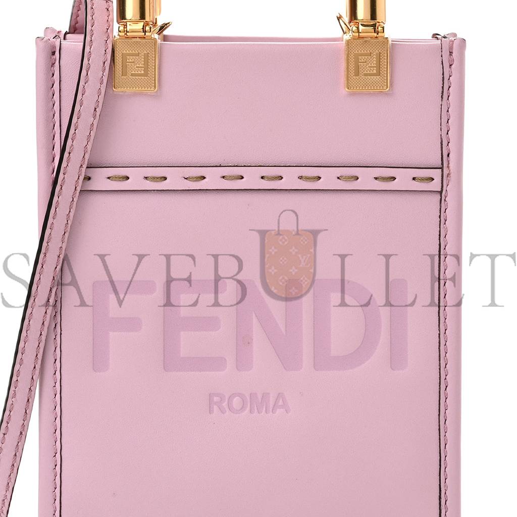 FENDI VITELLO KING PLEXIGLASS MINI FENDI SUNSHINE SHOPPER TOTE LAVANDA (17*13*5cm)